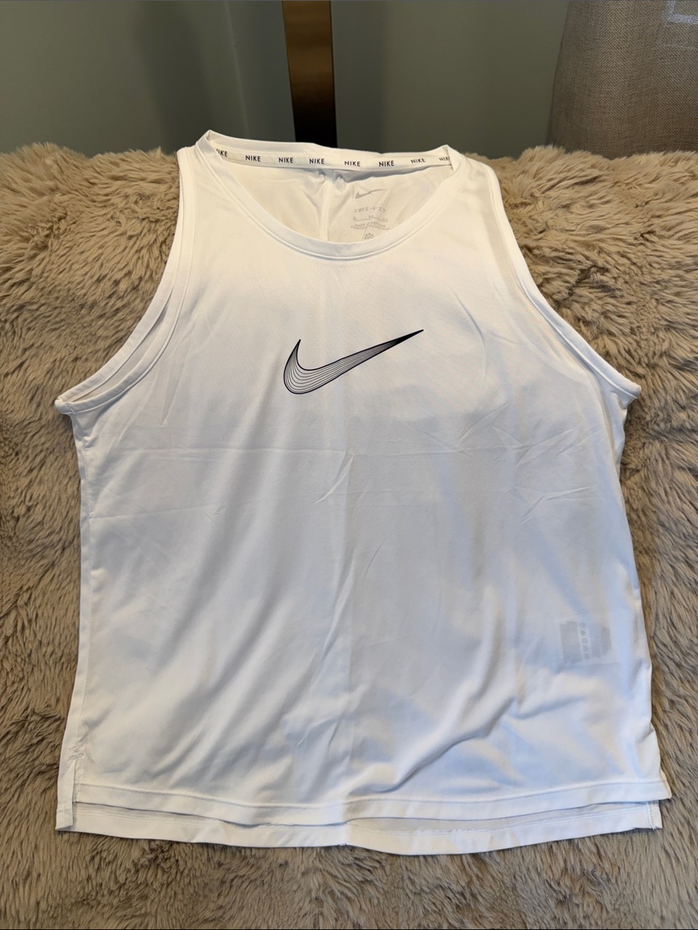 Nike White Tank Top with Black Swoosh